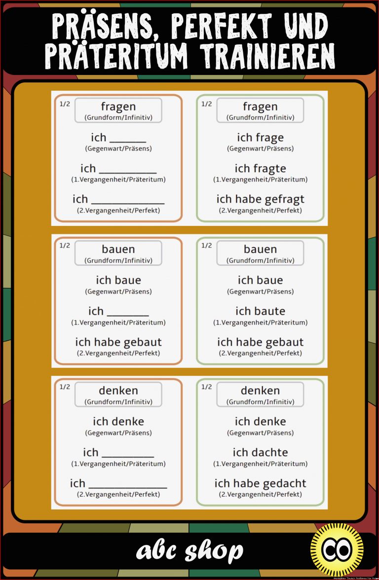 Verben Konjugieren Präsens Perfekt Und Präteritum