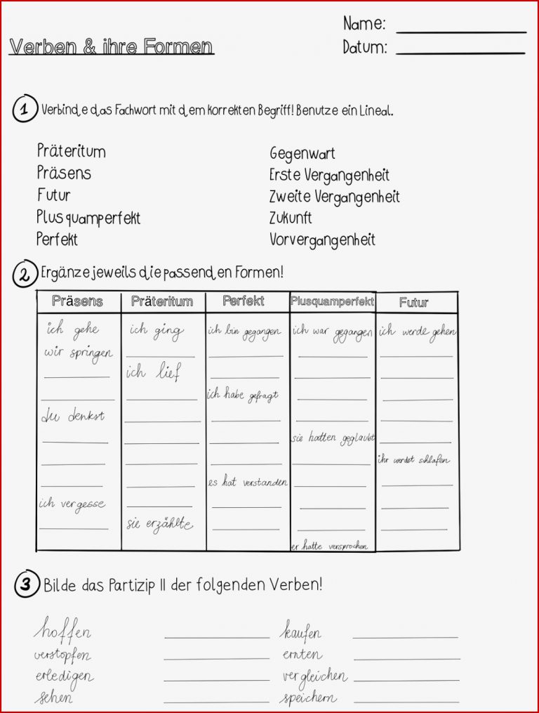 Verben Personalformen Arbeitsblätter Worksheets