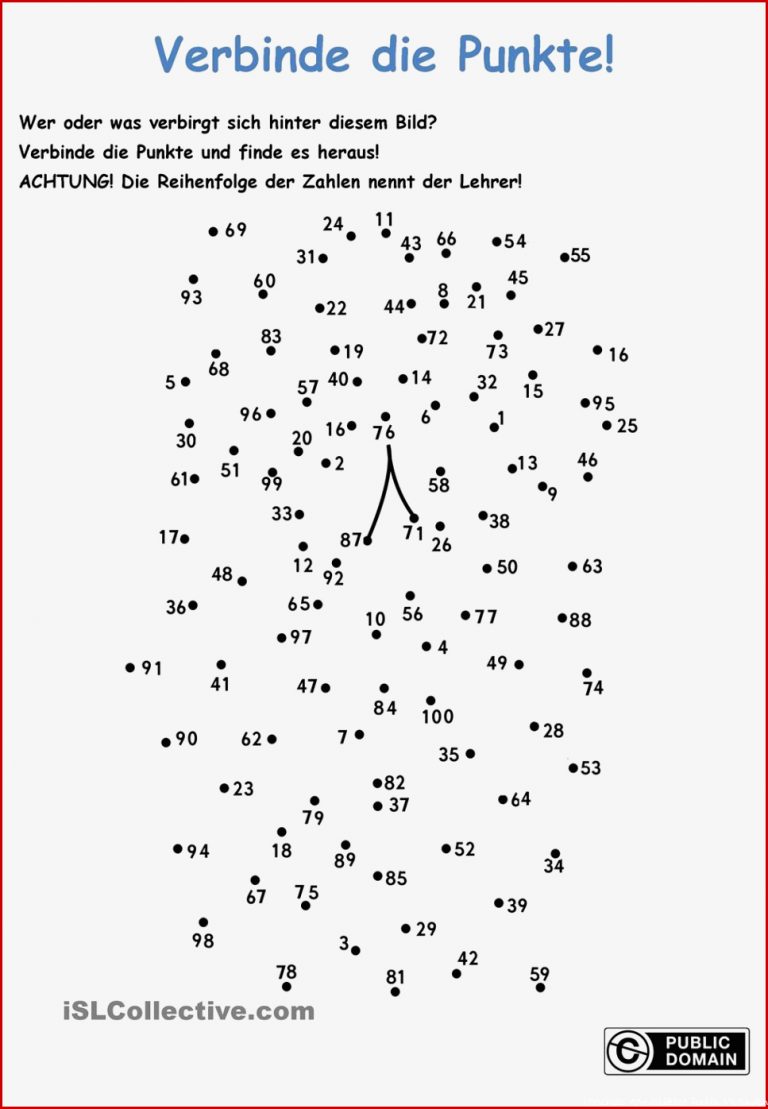 Verbinde Punkte Zahlen 1 100