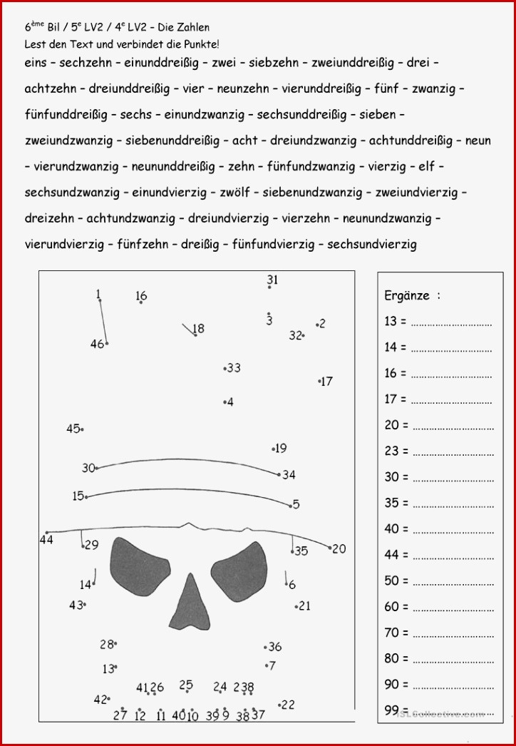 Verbinde Zahlen Arbeitsblatt Kostenlose Daf