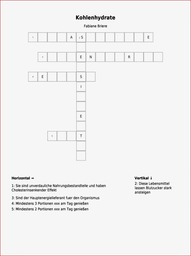 Verdauung Kohlenhydrate Arbeitsblatt