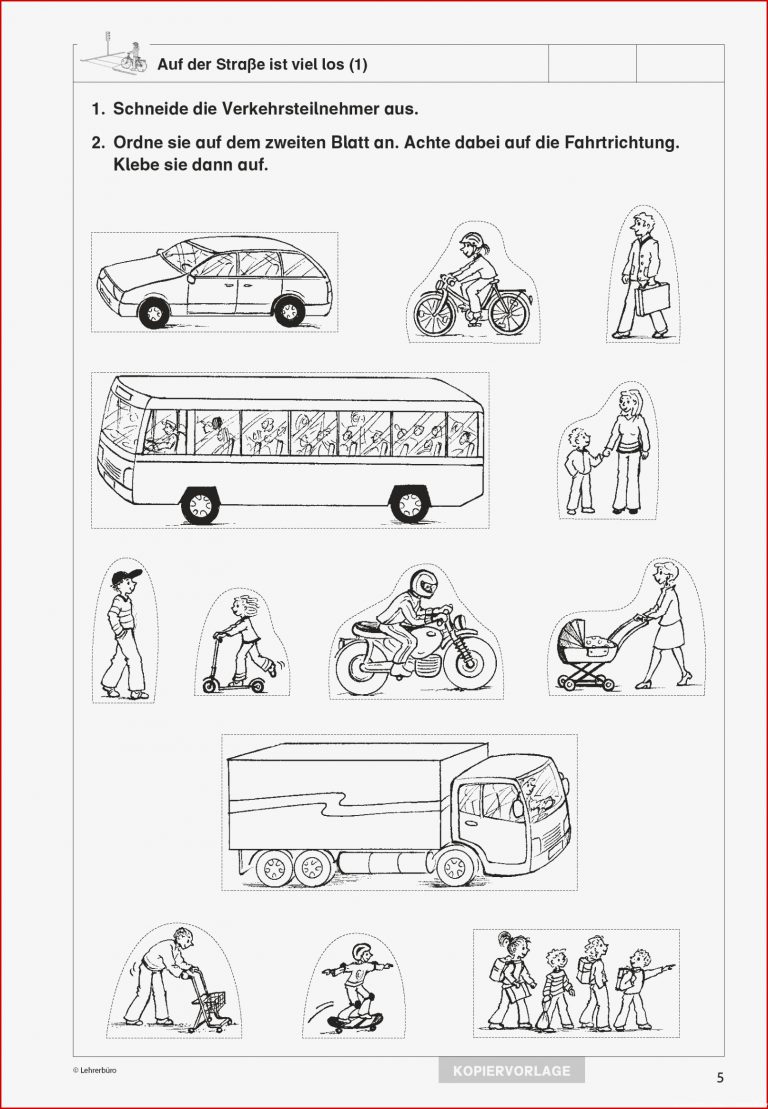 Verkehrserziehung Grundschule Arbeitsblätter Klasse 1