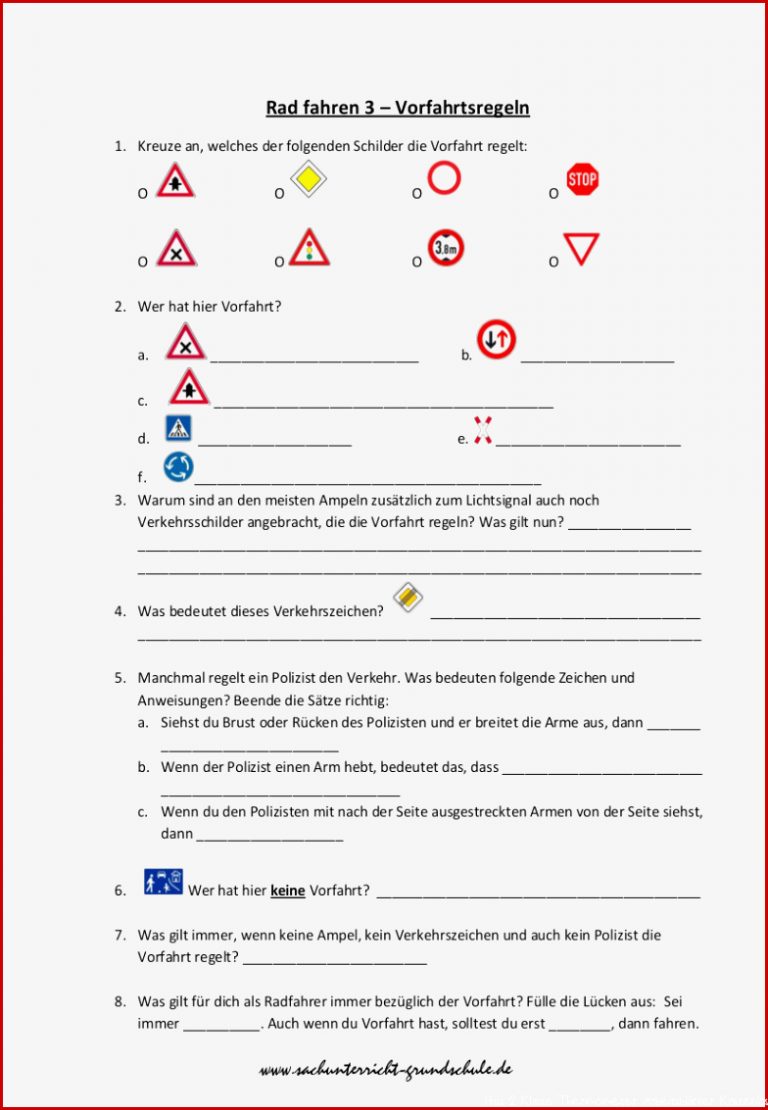 Verkehrserziehung Klasse 4 Sachunterricht