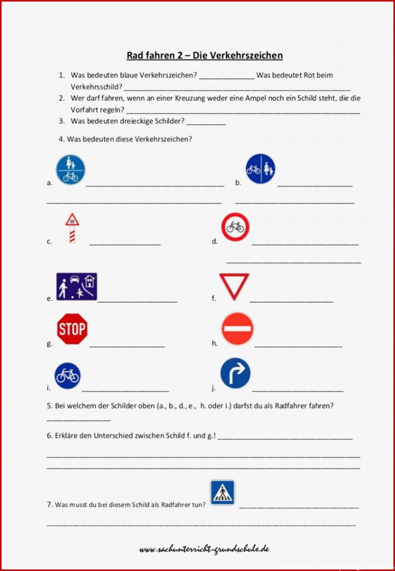 Verkehrszeichen Fahrrad Sachunterricht