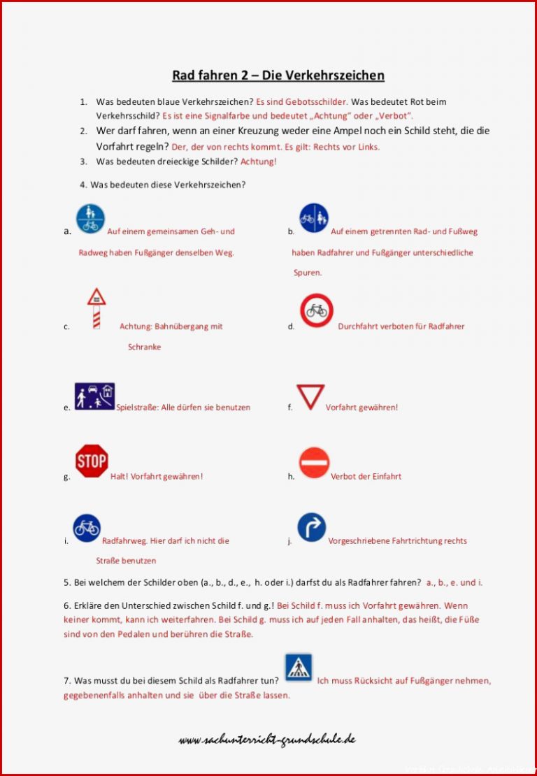 Verkehrszeichen Grundschule Arbeitsblätter Kostenlos