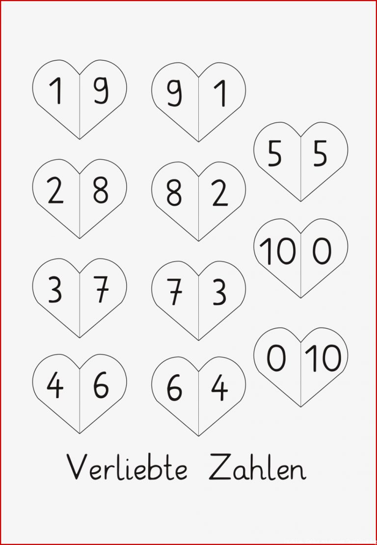 Verliebte Zahlen Herz Vorlage Mathematik