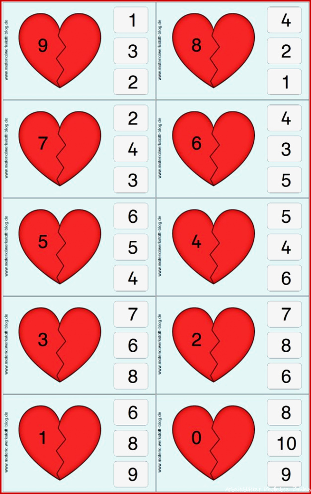 „Verliebte Zahlen“ Klammerkarten – Materialwerkstatt