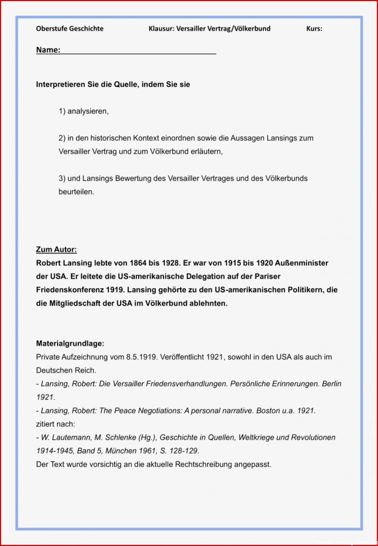 9 Toll Versailler Vertrag Arbeitsblatt F r Deinen Erfolg Kostenlose 