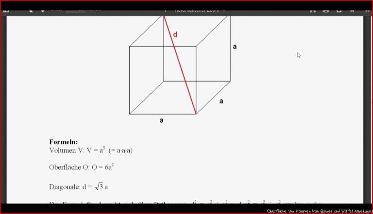 Volumen und Oberfläche von Würfel und Quader