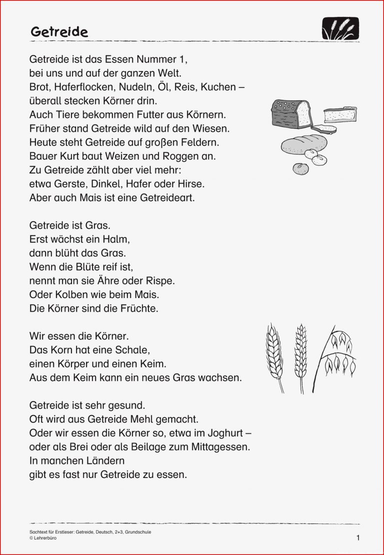 Vom Korn Zum Brot Grundschule Arbeitsblätter Worksheets