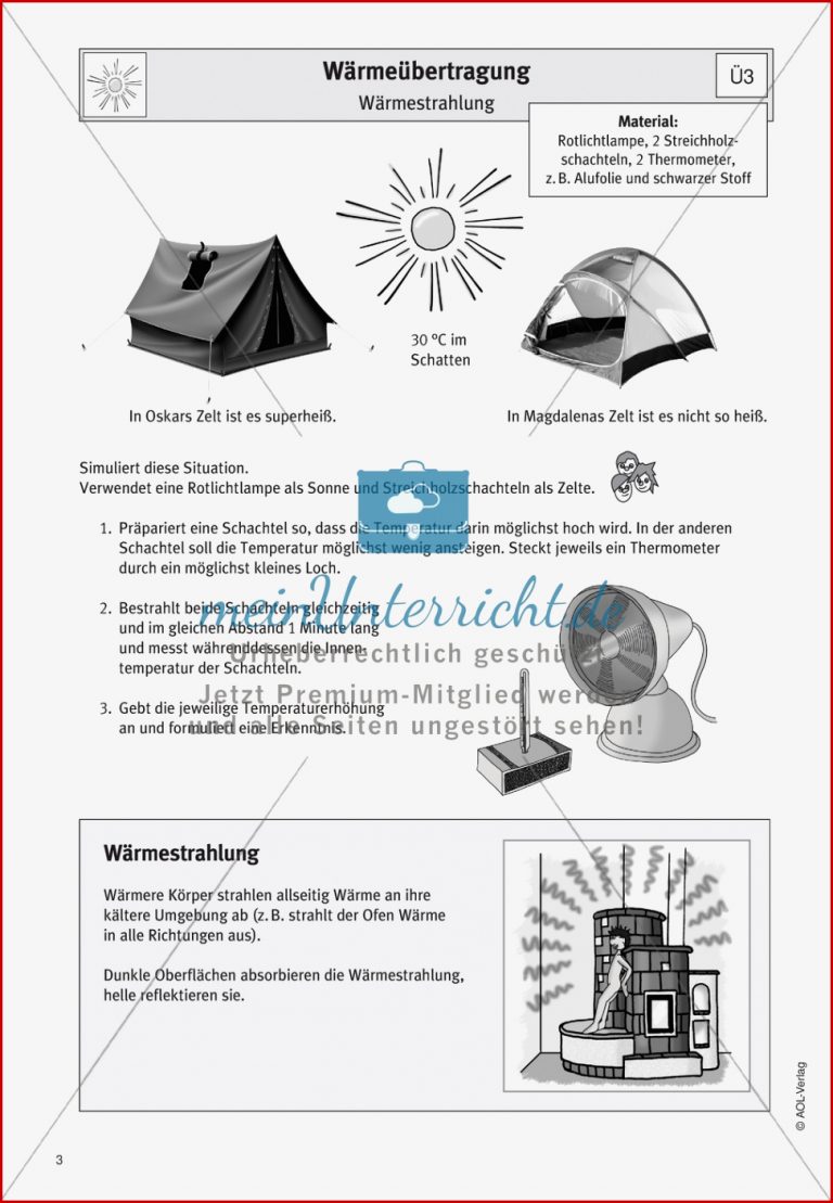 Wärmelehre Versuch zur Wärmestrahlung meinUnterricht