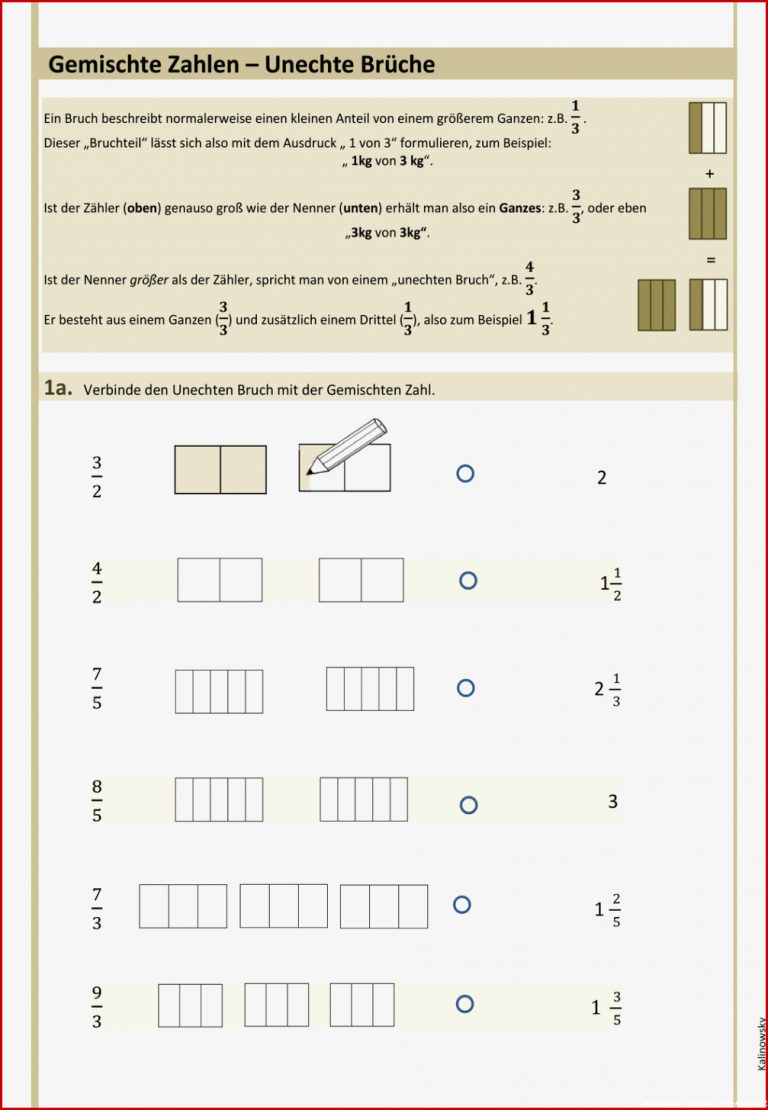 Wallpaper Gemischte Zahlen Arbeitsblatt Unechte Brüche
