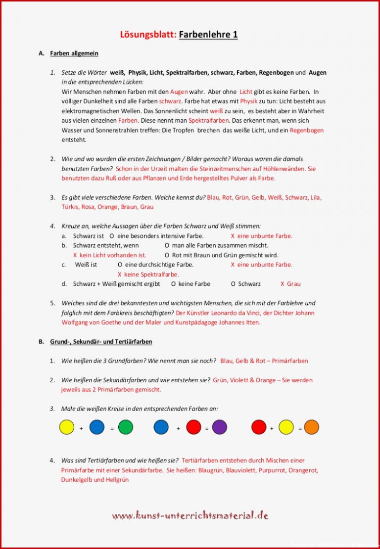 Warme Und Kalte Farben Grundschule Arbeitsblatt Neue