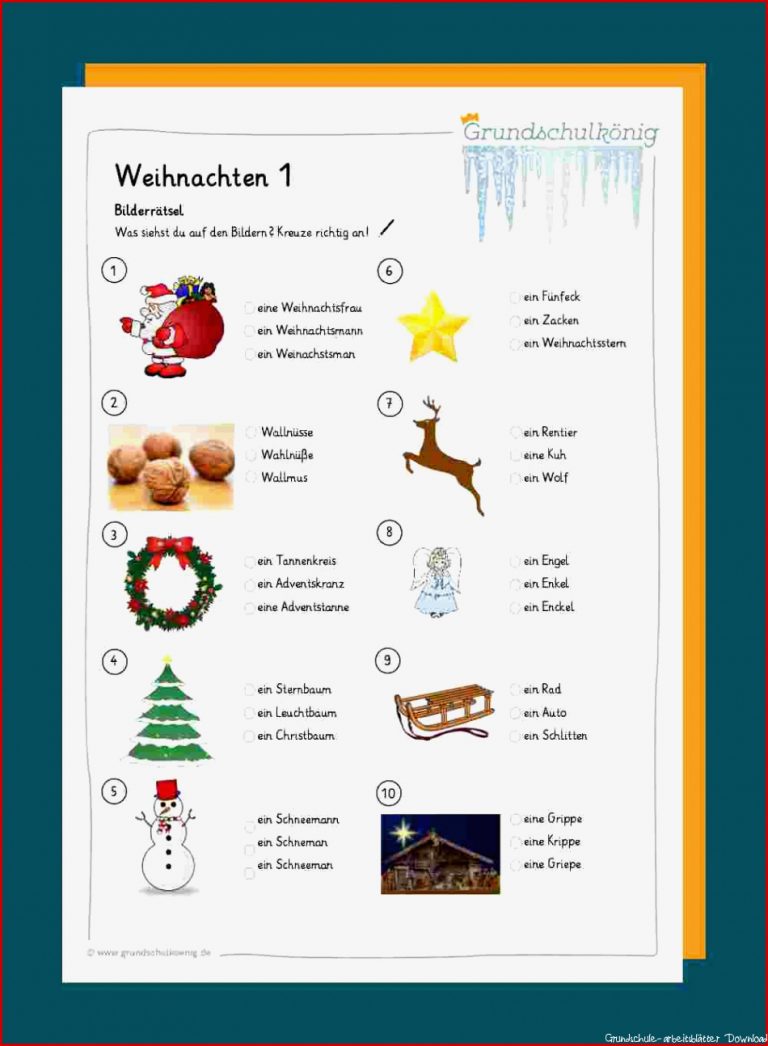 Weihnachten Arbeitsblätter Grundschule Kinderbilder