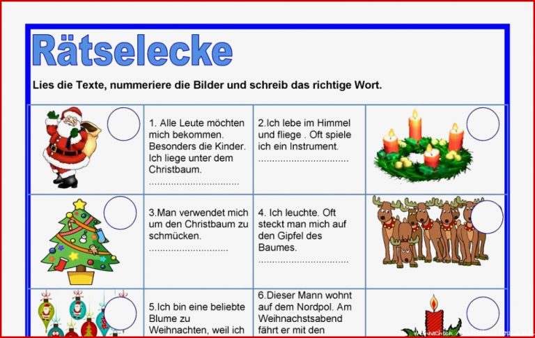 Weihnachten Arbeitsblätter Kinder Felipa Allen Grundschule