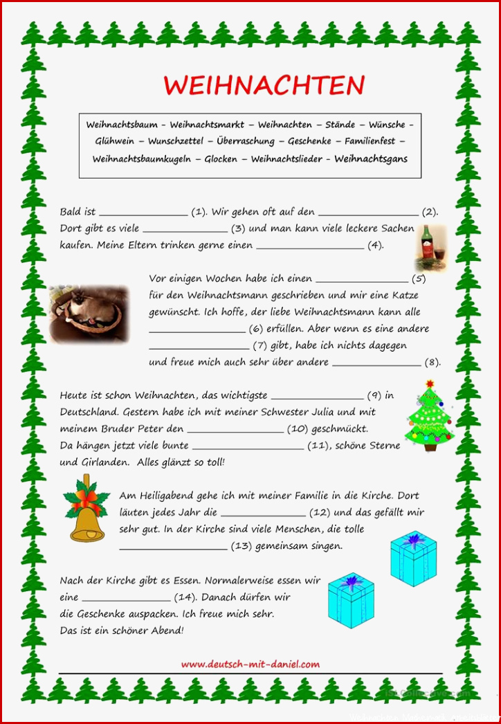 Weihnachten Leseverstehen & Lückentext mit Lösung