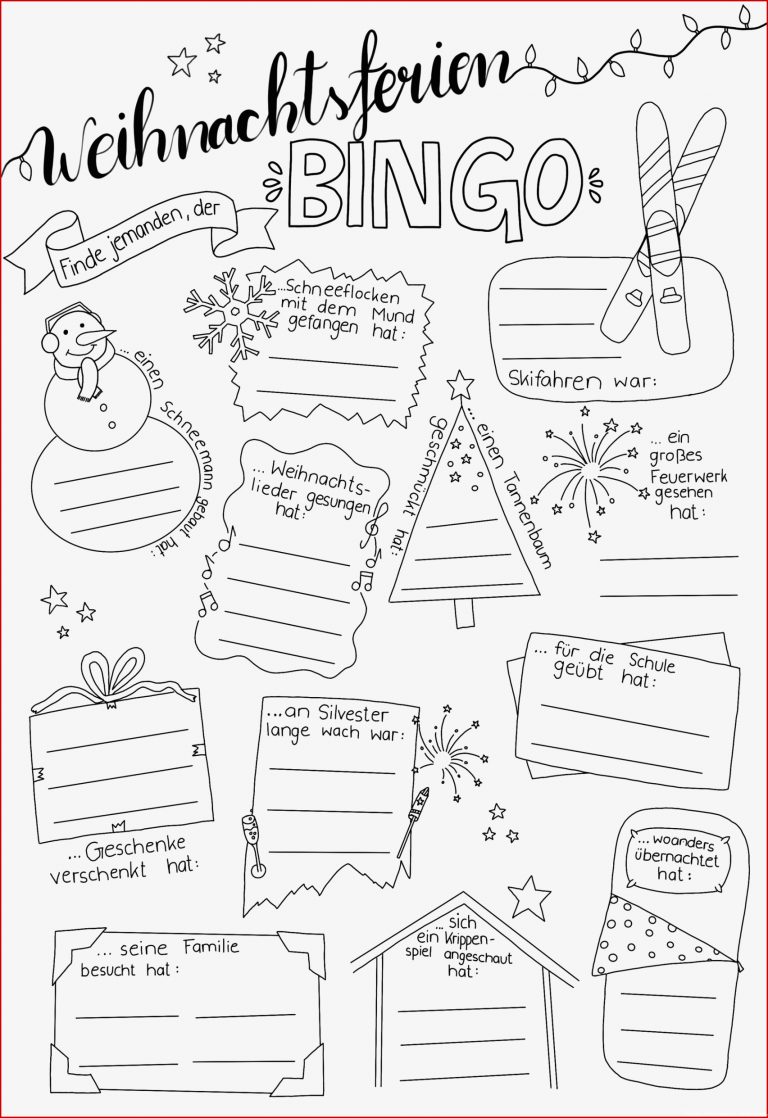 Weihnachtsferien Bingo Bingo Grundschule Ende der