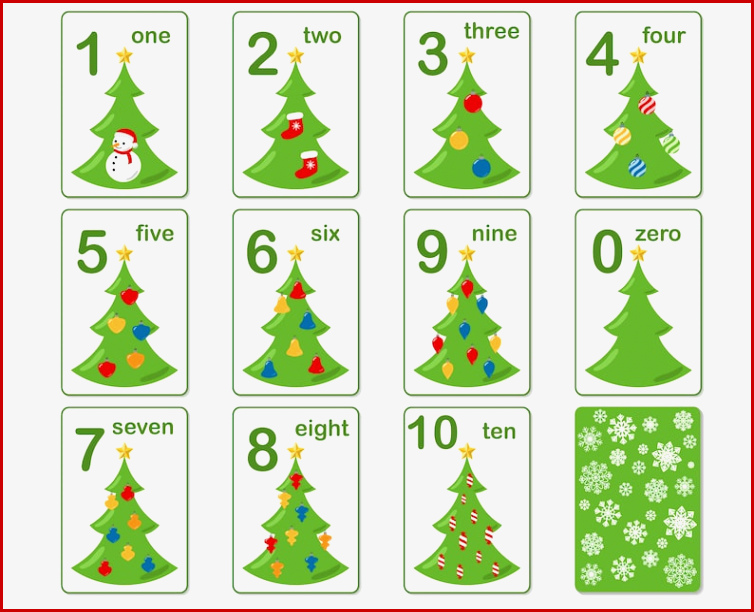 Weihnachtszahlen Karteikarten Montessori