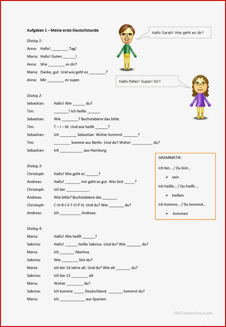 Wer Bist Du Arbeitsblatt Kostenlose Daf Arbeitsblätter