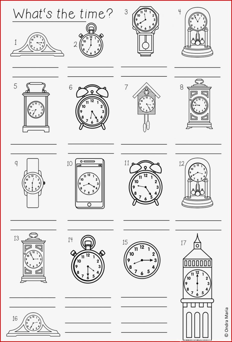 What s the time worksheet – Unterrichtsmaterial im Fach