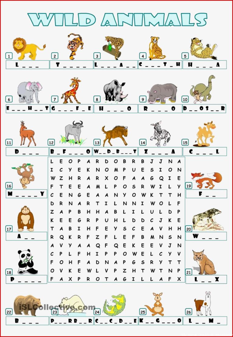 WILD ANIMALS WORDSEARCH