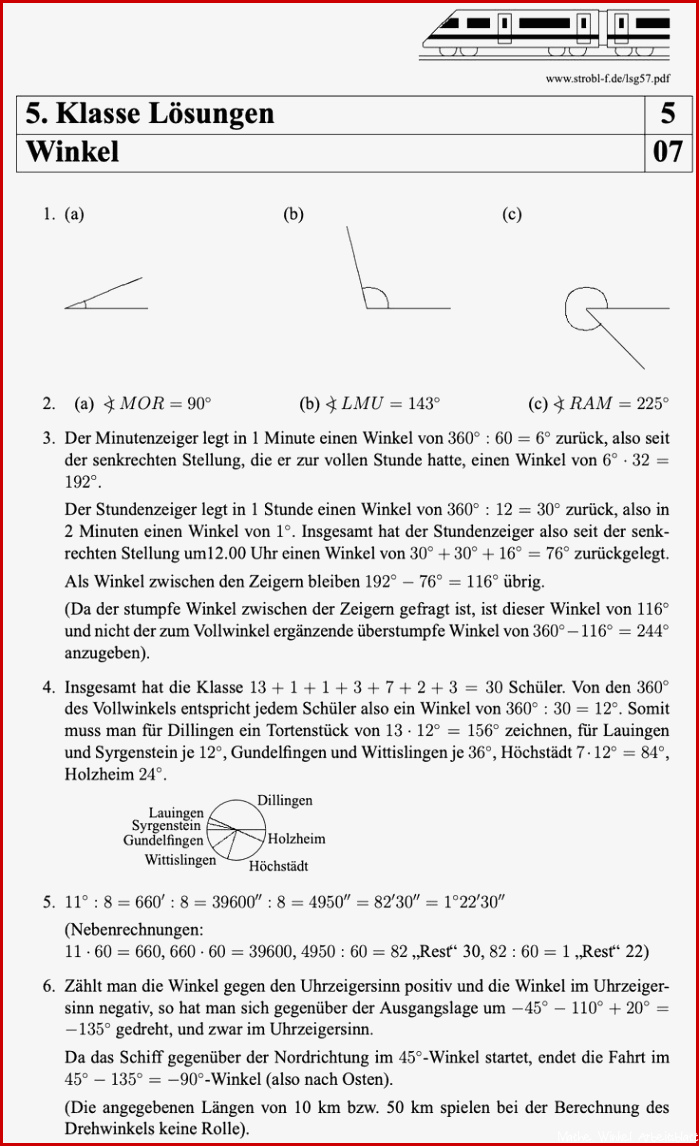 Winkel zeichnen und messen Arbeitsblatt mit Lösungen