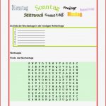 Wochentage Lernen Arbeitsblätter Worksheets