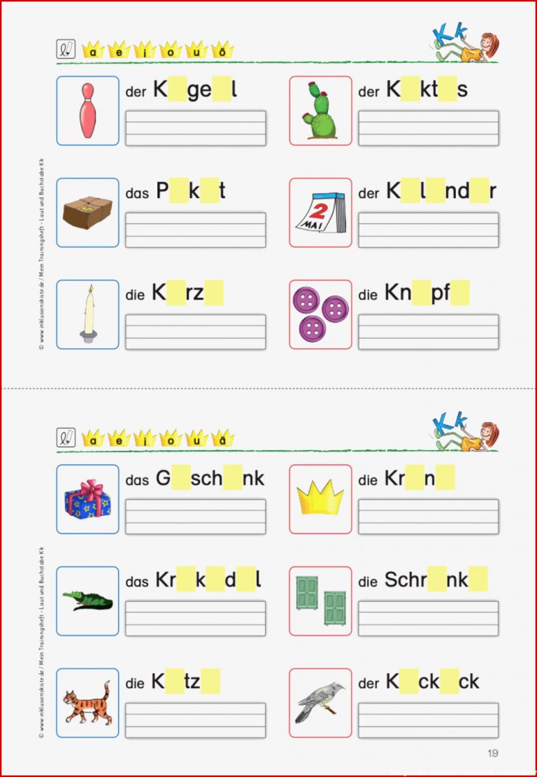 Wörter Mit K K Silbenkönige Einsetzen