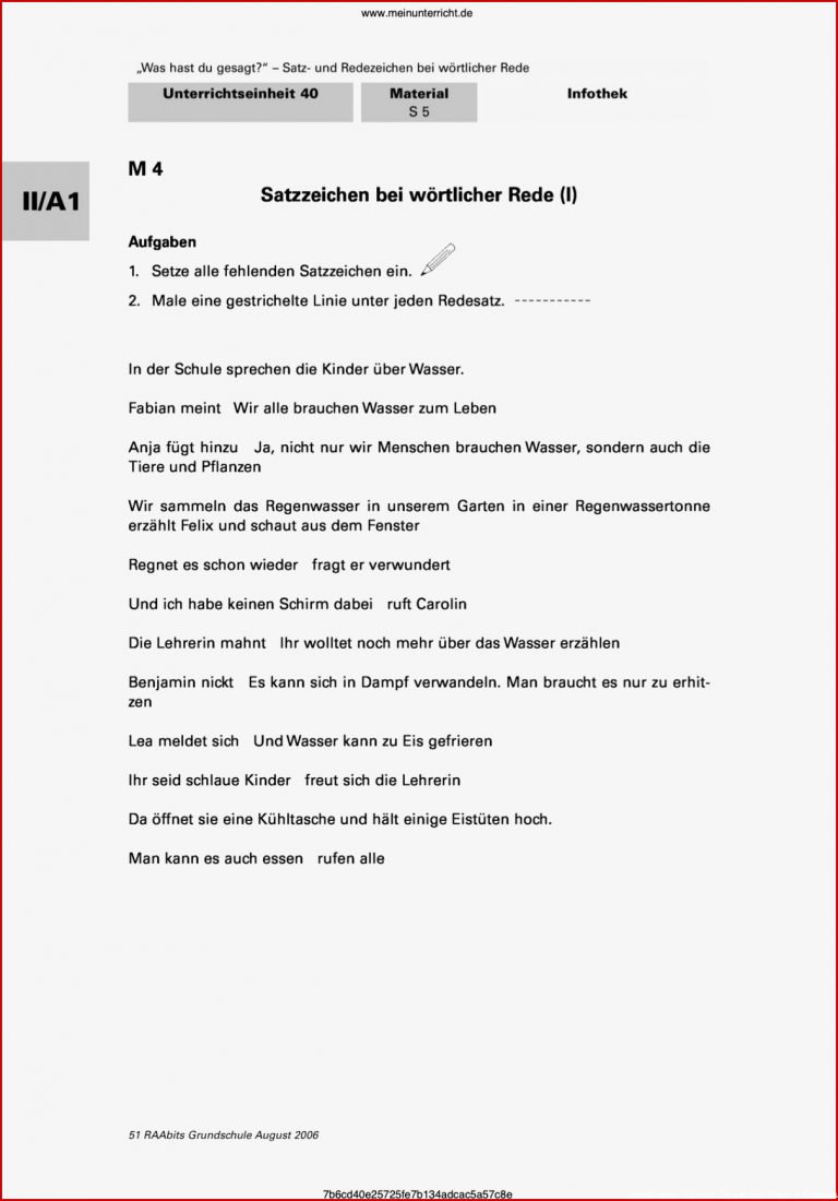 Wörtliche Rede Klasse 4 Arbeitsblätter Worksheets