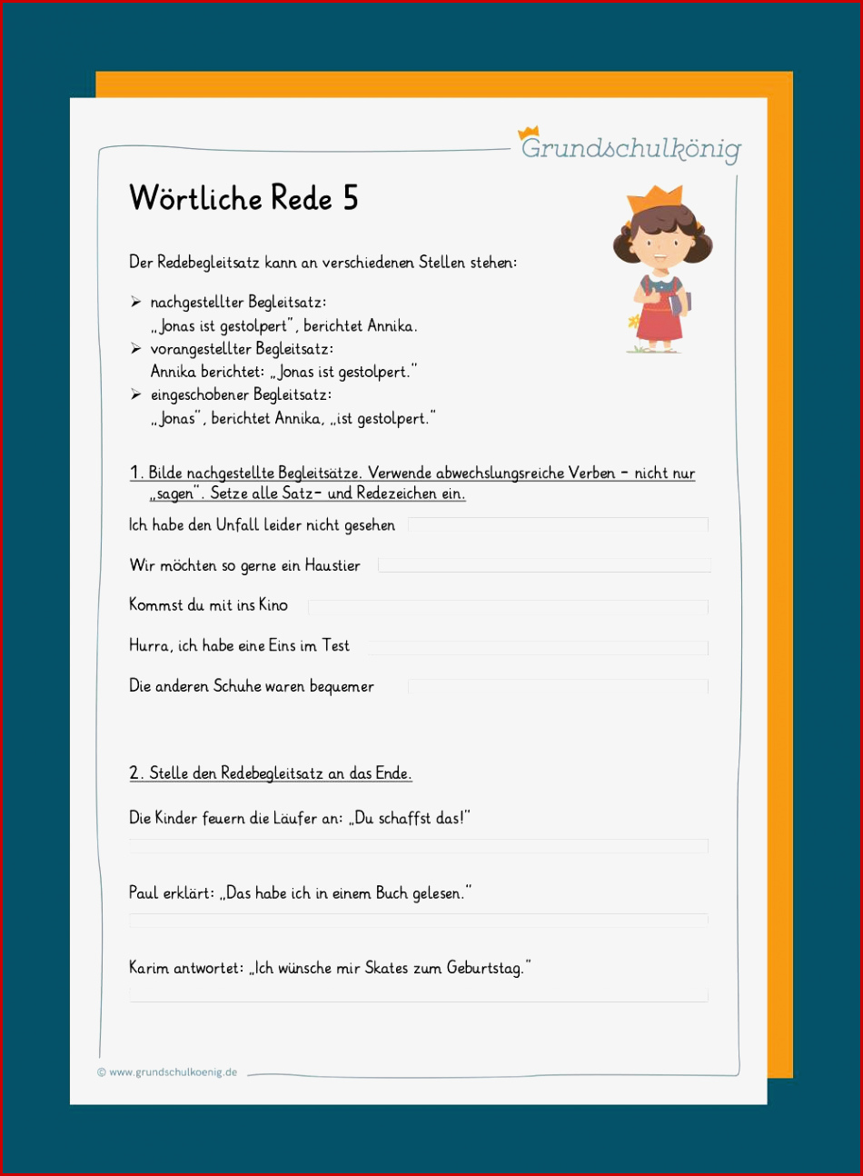 Wörtliche Rede Redebegleitsatz