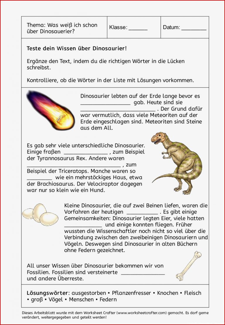 Worksheet Crafter with regard to Dinosaurier Grundschule
