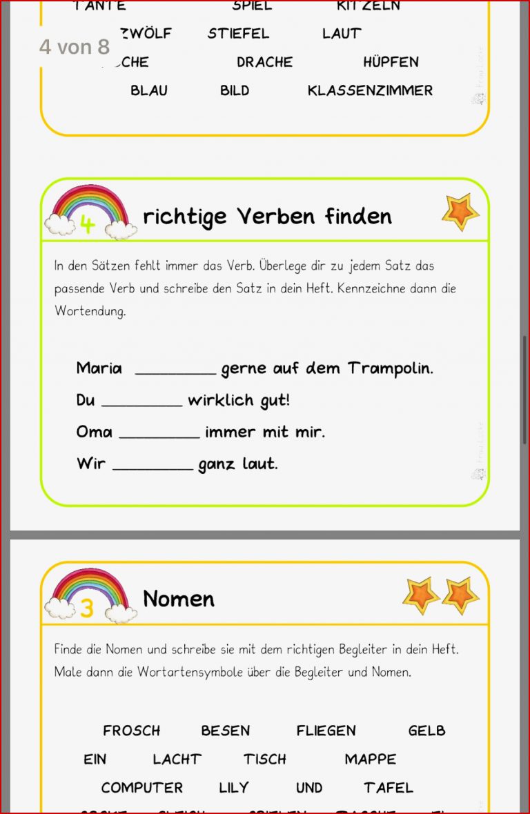 Wortarten Deutsch 2 Klasse Arbeitsblätter Worksheets