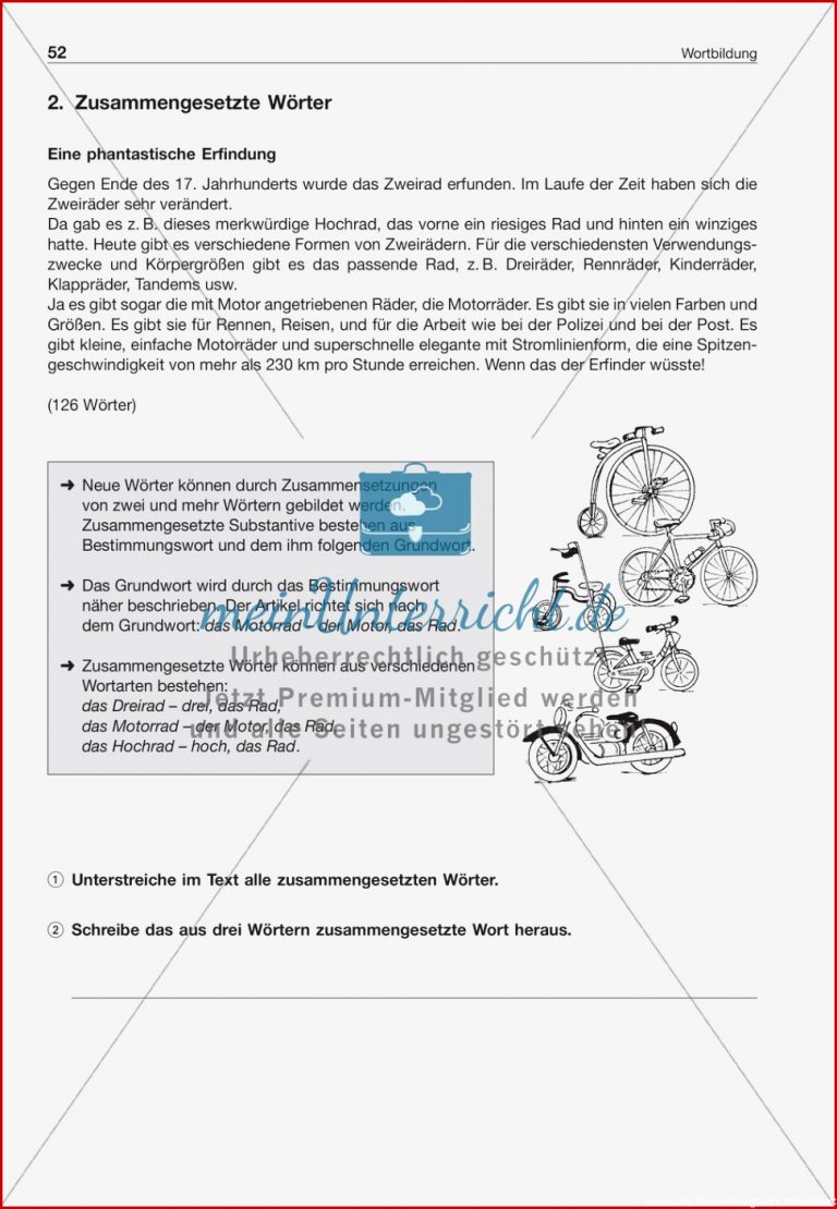 Wortbildung - Zusammengesetzte WÃ¶rter: Arbeitsblatt   LÃ¶sung ...