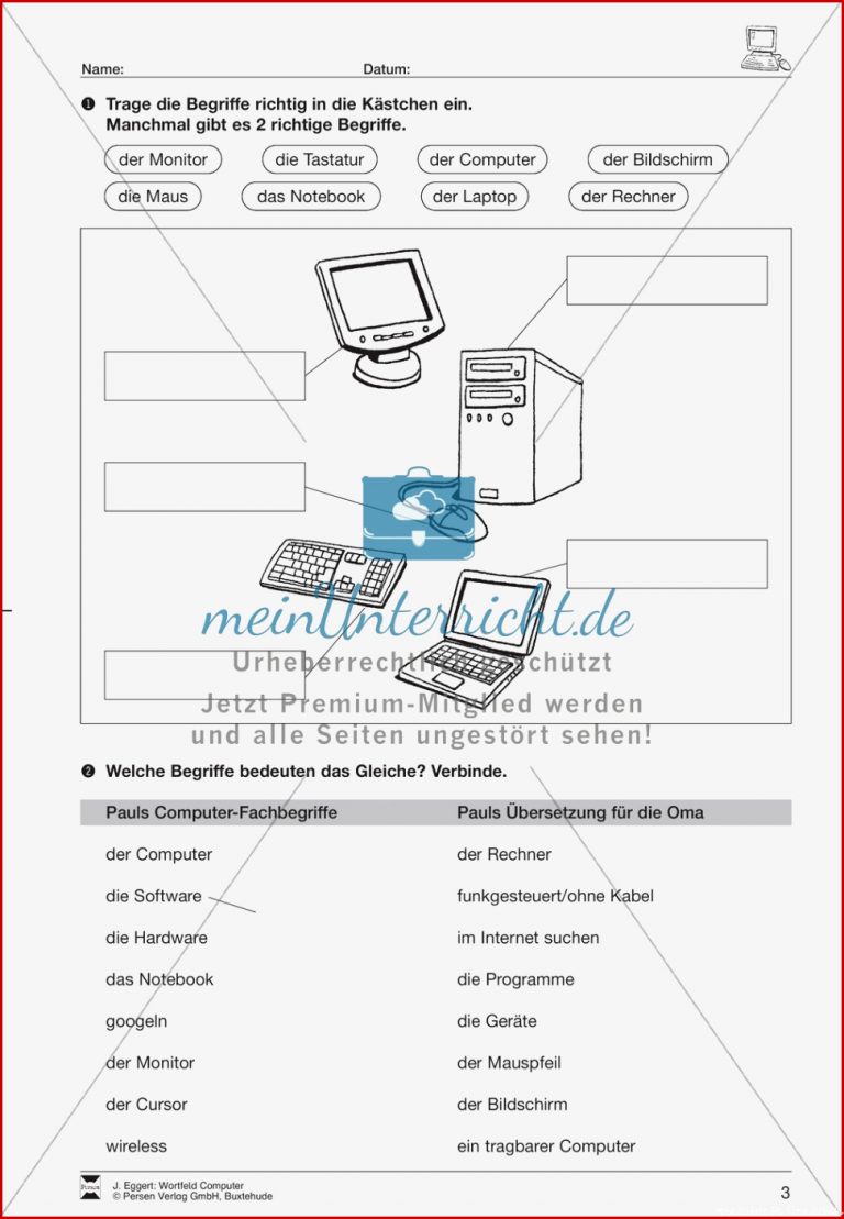 Wortfeld " Puter" Übungen Und Lösung Meinunterricht
