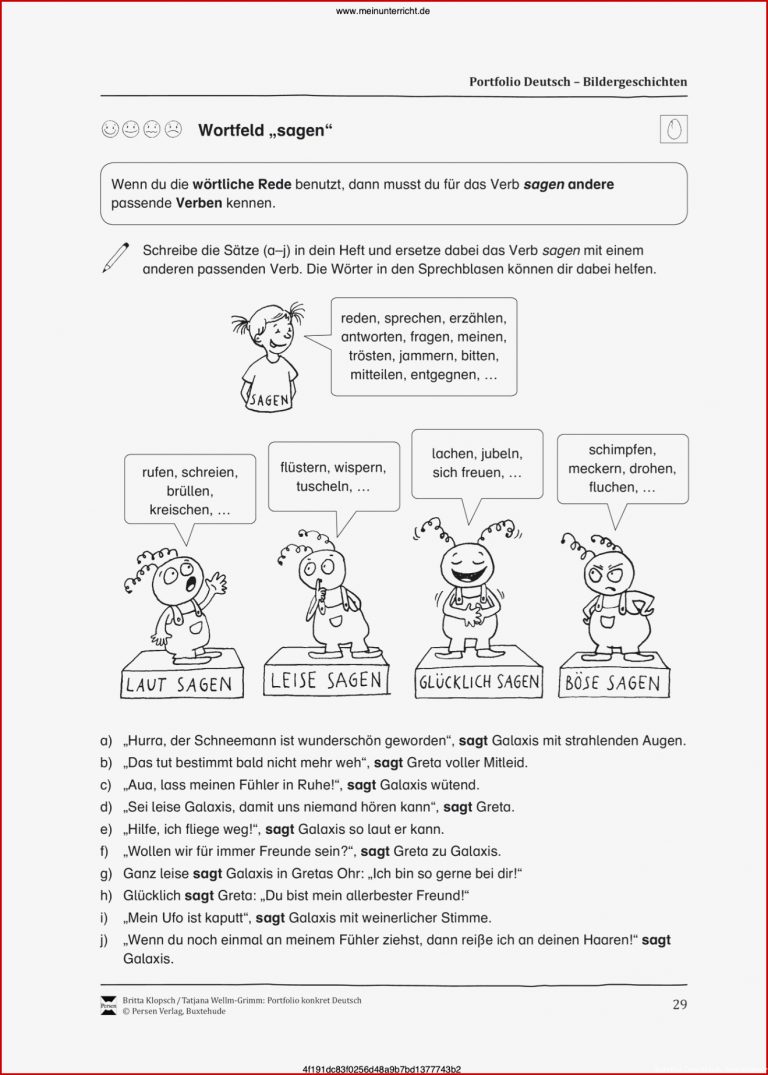 Wortfeld Sagen Arbeitsblätter Worksheets