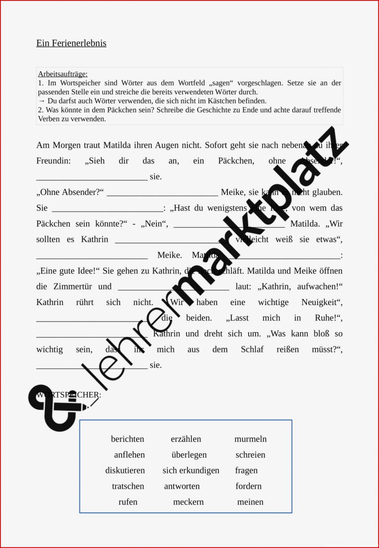 Wortfeld Sagen Arbeitsblätter Worksheets