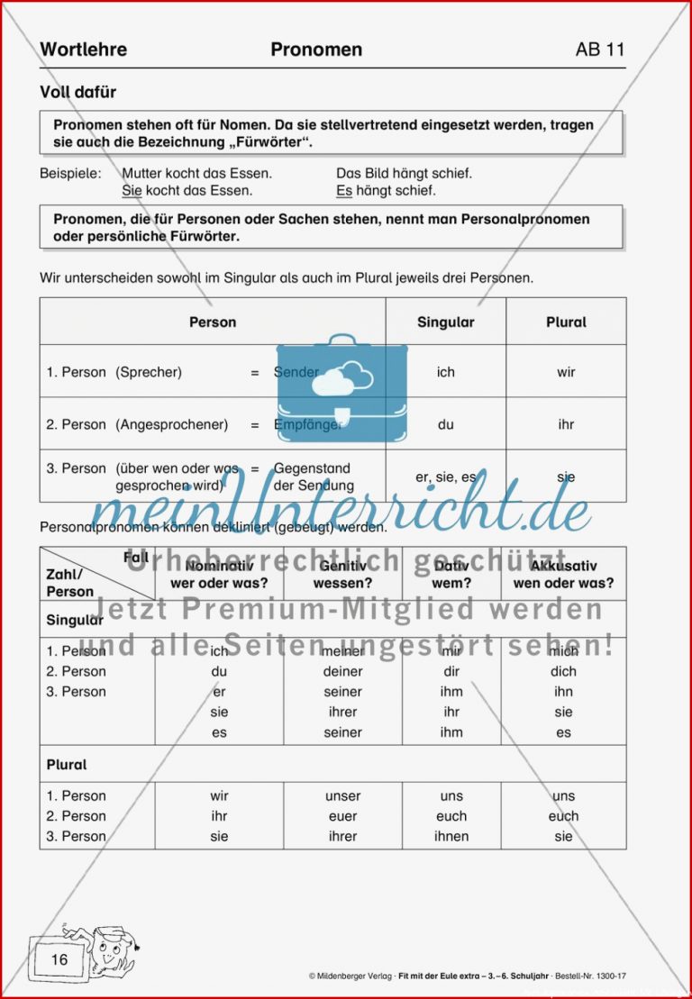 Wortlehre Pronomen Meinunterricht