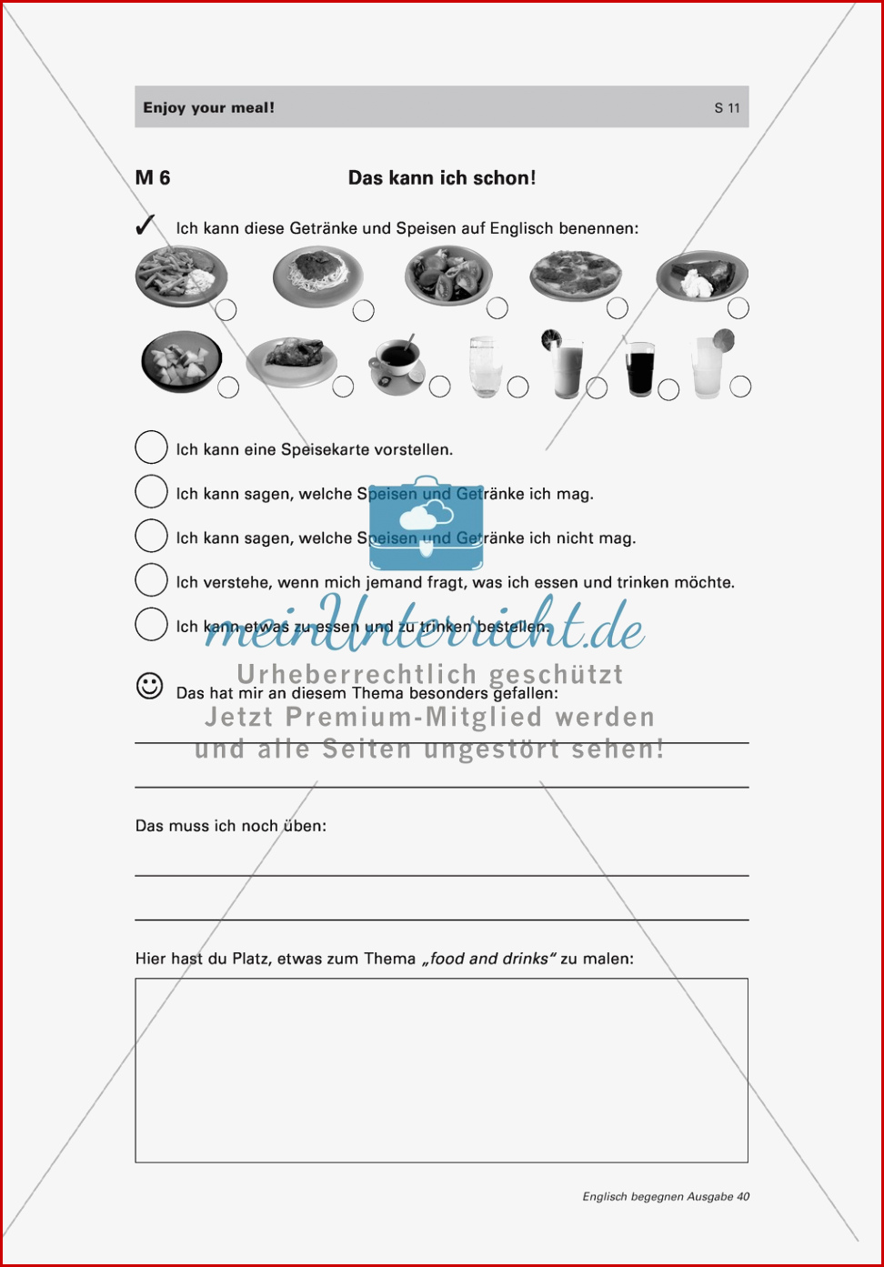 Wortschatz Und Dialogarbeit Zum thema "food and Drinks