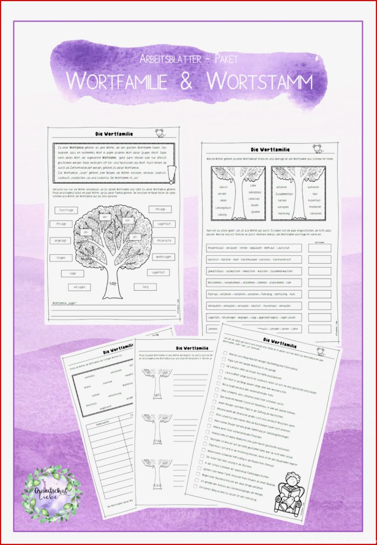 Wortstamm Wortfamilien Arbeitsblätterpaket 6 AB
