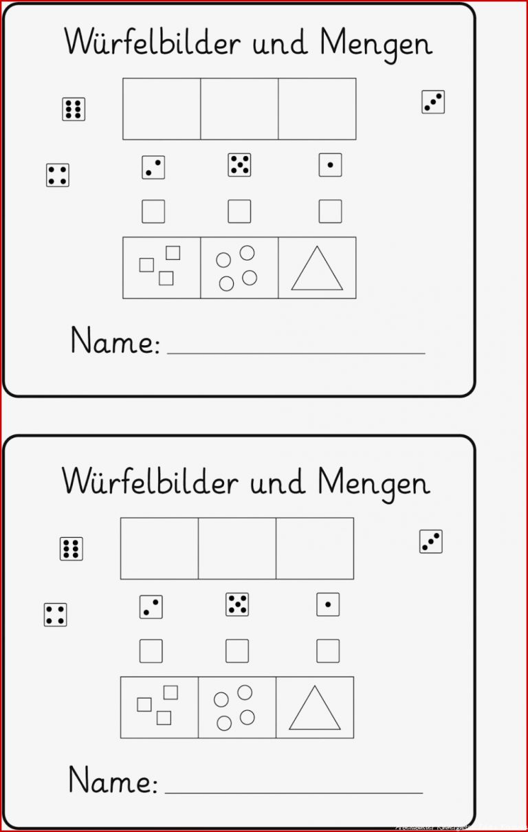 Würfelbilder und Mengen Fördermaterial