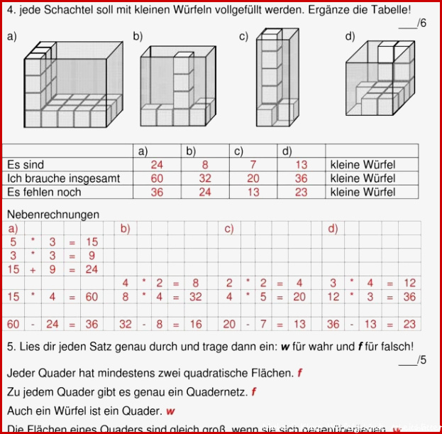 Würfelgebäude 4 Klasse Arbeitsblätter Worksheets