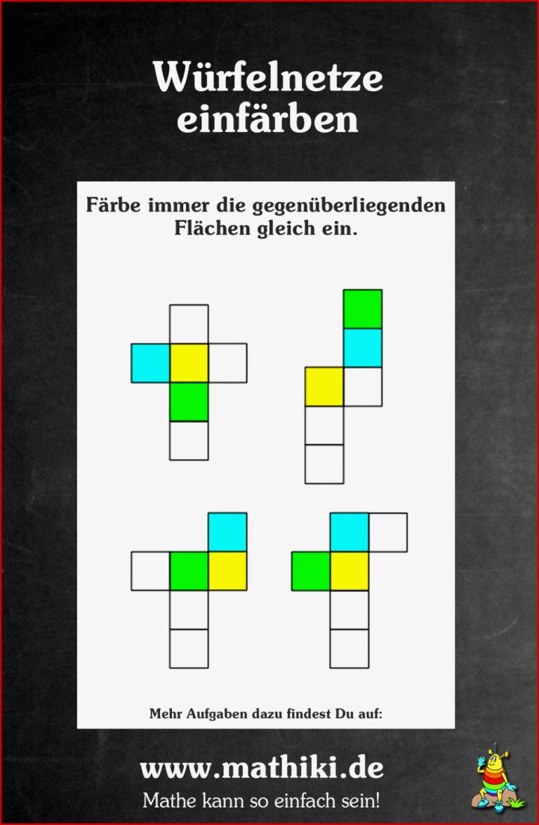 Würfelnetze einfärben Klasse 4