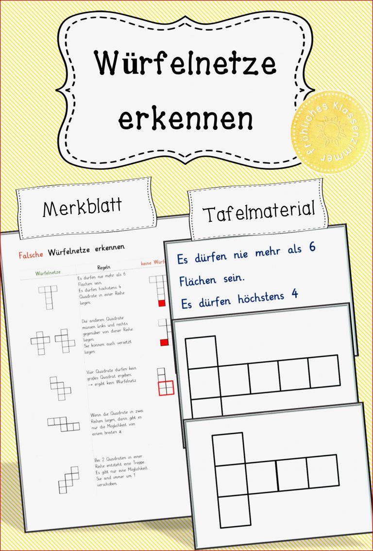 Würfelnetze Erkennen Merkblatt Tafelmaterial