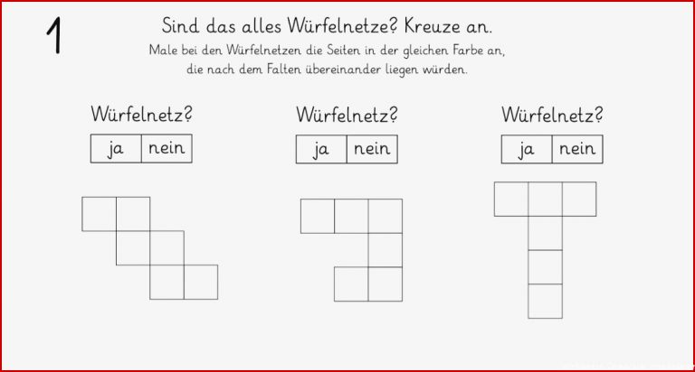 Würfelnetze Kopfgeometrie