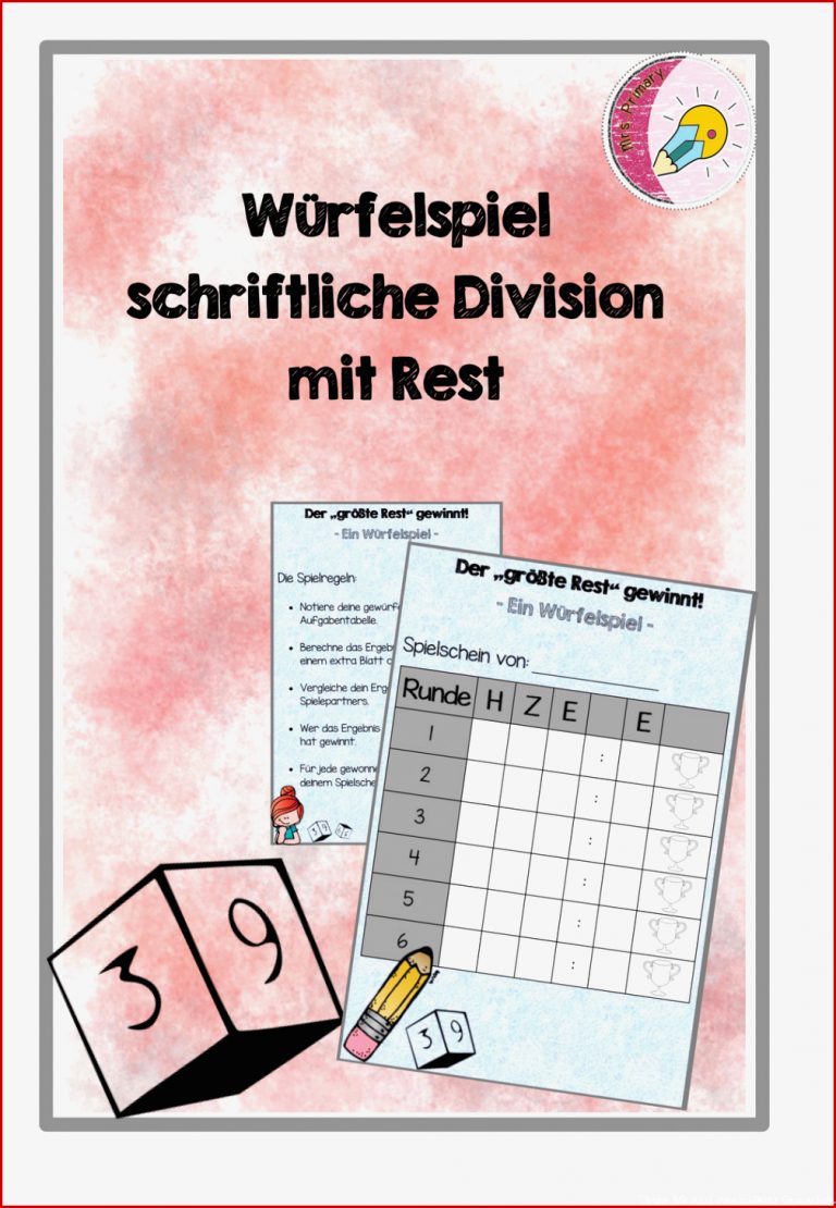 Würfelspiel schriftliche Division mit Rest