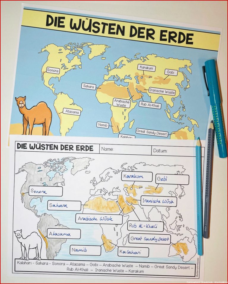 WÜsten Kartenarbeit Präsentationsfolie Arbeitsblätter