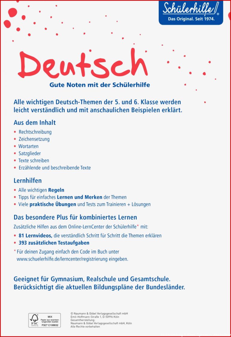 Xxl-lernbuch Deutsch 5./6. Klasse: Gute Noten Mit Der SchÃ¼lerhilfe ...