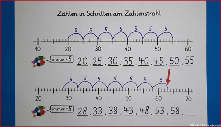 Zählen in Schritten am Zahlenstrahl Teil 2 Mathe