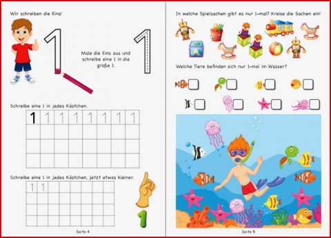 Zahl 1 Schreiben Lernen: Arbeitsblatt Grundschule Zahl 1