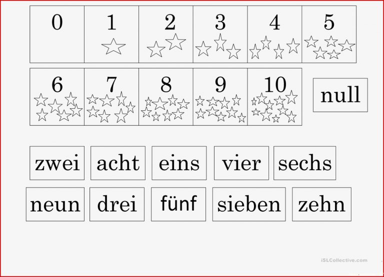 ZAHLEN Arbeitsblatt Kostenlose DAF Arbeitsblätter